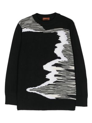 Missoni Kids abstract-pattern print crew-neck jumper - Black