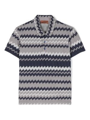 Missoni Kids Blue And Grey All-over Chevron Polo Shirt