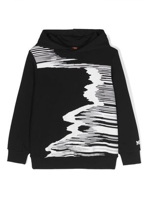 Missoni Kids Boys Branded zigzag-edge cotton hoodie - Black