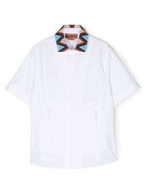 Missoni Kids chevron-collar short-sleeve shirt - White