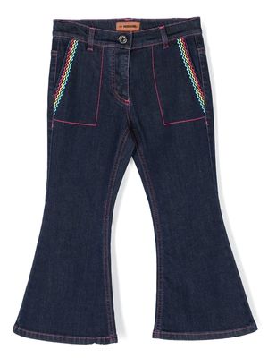 Missoni Kids chevron detail flared jeans - Blue