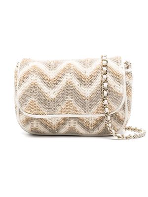 Missoni Kids chevron-knit shoulder bag - White