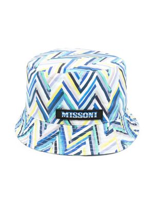 Missoni Kids chevron-print cotton bucket hat - Blue