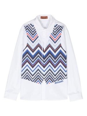 Missoni Kids chevron-print cotton shirt - White