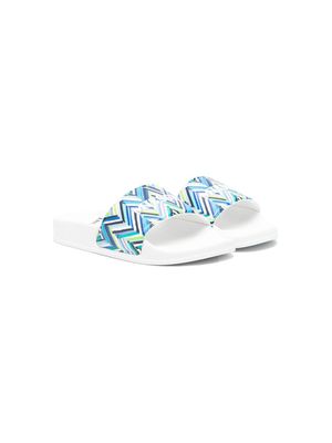 Missoni Kids chevron-print slides - Blue