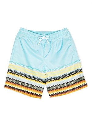 Missoni Kids chevron-print swim shorts - Blue