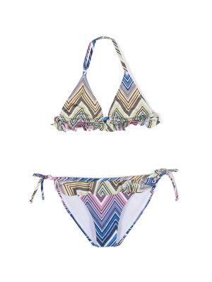 Missoni Kids chevron-print triangle bikini - Blue