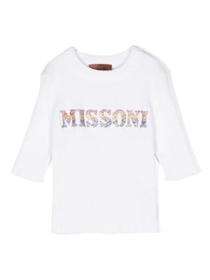 Missoni Kids crystal-embellished cotton jumper - White