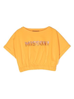Missoni Kids crystal-embellished logo T-shirt - Orange