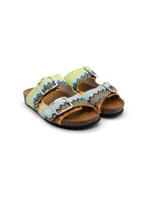Missoni Kids double-buckle slip-on sandals - Blue