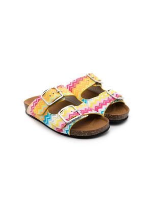 Missoni Kids double-buckle slip-on sandals - Yellow