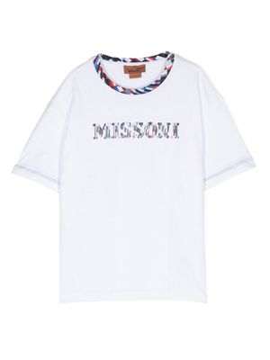 Missoni Kids embossed-logo cotton T-shirt - White