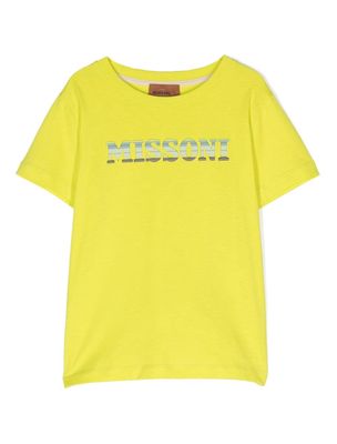 Missoni Kids embossed-logo cotton T-shirt - Yellow