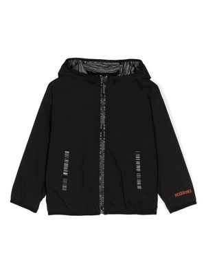Missoni Kids embroidered-logo hooded jacket - Black