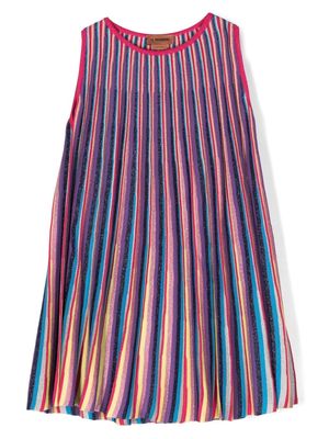 Missoni Kids fully-pleated striped dress - Pink