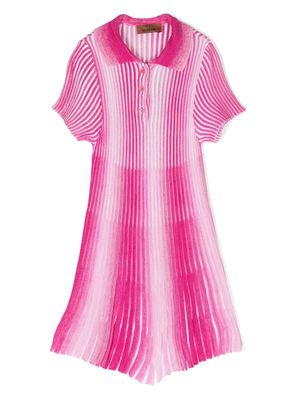 Missoni Kids gradient-effect ribbed polo dress - Pink
