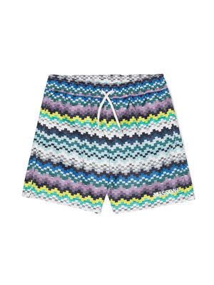 Missoni Kids graphic-print swim shorts - White