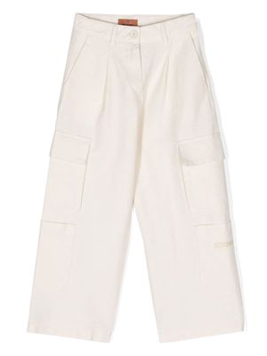 Missoni Kids high-waist twill cargo trousers - White