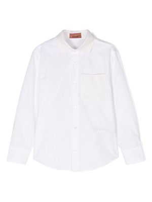 Missoni Kids knit-panels cotton shirt - White