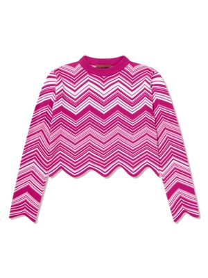 Missoni Kids knitted zigzag cropped jumper - Pink