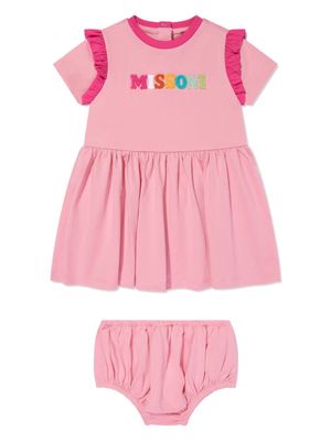 Missoni Kids logo-appliqué cotton dress - Pink