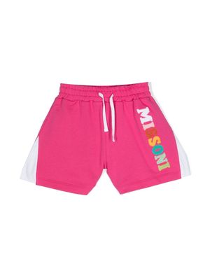 Missoni Kids logo-appliqué cotton shorts - Pink