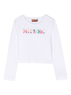 Missoni Kids logo-appliqué cotton sweatshirt - White