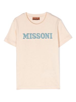 Missoni Kids logo-appliqué cotton T-shirt - Neutrals