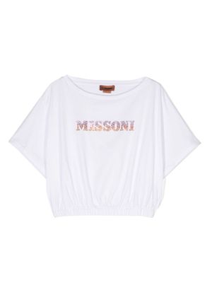 Missoni Kids logo crystal-embellished cotton T-shirt - White