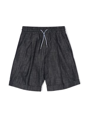 Missoni Kids logo-detail chambray shorts - Blue