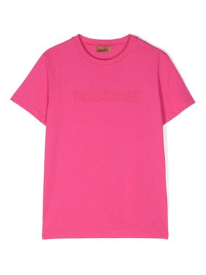 Missoni Kids logo-embossed cotton T-shirt - Pink