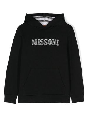 Missoni Kids logo-embroidered cotton hoodie - Black