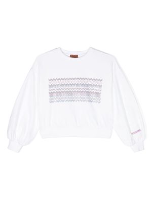 Missoni Kids logo-embroidered cotton sweatshirt - White