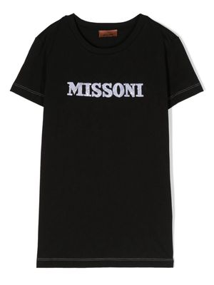 Missoni Kids logo-embroidered cotton T-shirt - Black