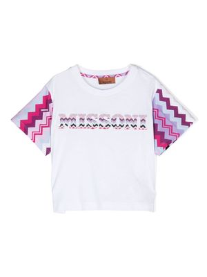 Missoni Kids logo-embroidered cotton T-shirt - White