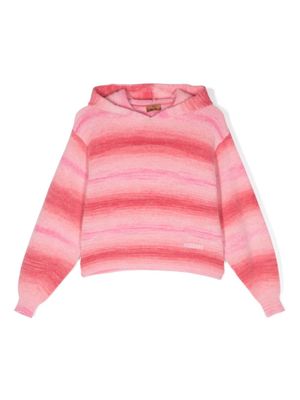 Missoni Kids logo-embroidered striped hoodie - Pink