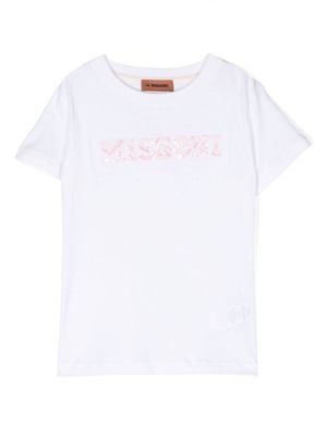 Missoni Kids logo-lettering sequinned T-shirt - White