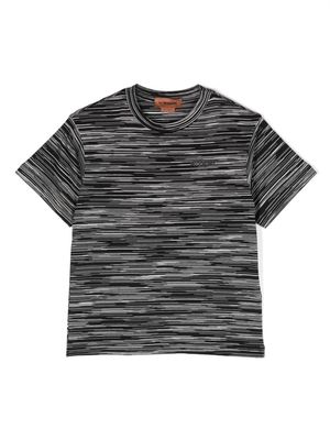 Missoni Kids logo-lettering striped cotton T-shirt - Black