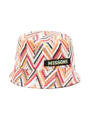 Missoni Kids logo-patch cotton bucket hat - Orange