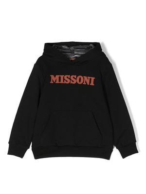 Missoni Kids logo-patch hoodie - Black