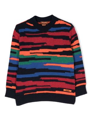 Missoni Kids logo-patch striped sweatshirt - Black
