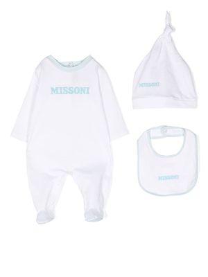 Missoni Kids logo-print babygrow set - White