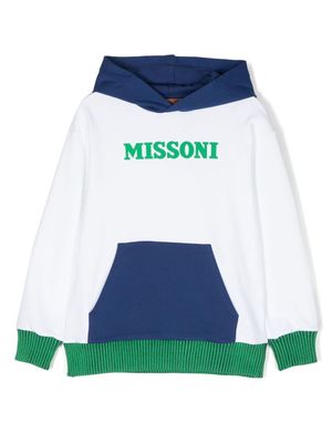 Missoni Kids logo-print cotton hoodie - White