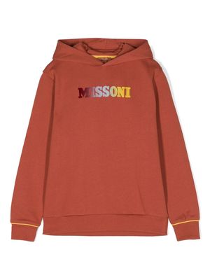 Missoni Kids logo-print cotton jersey hoodie - Orange