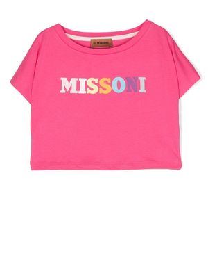 Missoni Kids logo-print cotton T-shirt - Pink