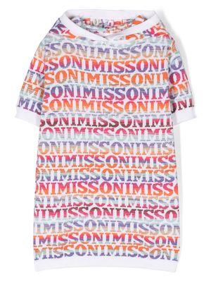 Missoni Kids logo-print hooded dress - White