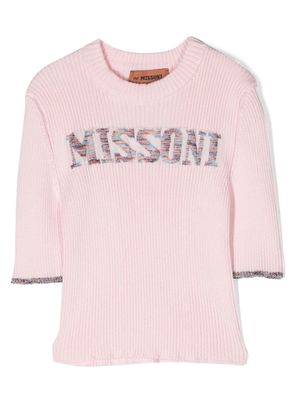 Missoni Kids logo-print knitted top - Pink