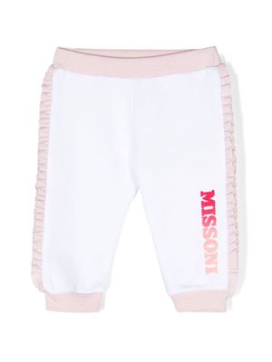 Missoni Kids logo-print ruffled track pants - White