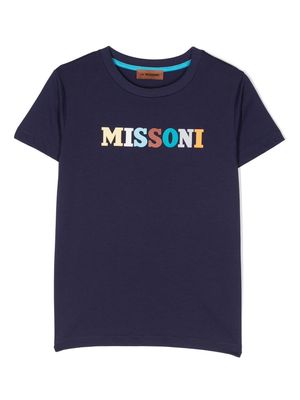 Missoni Kids logo-print short-sleeve T-shirt - Blue