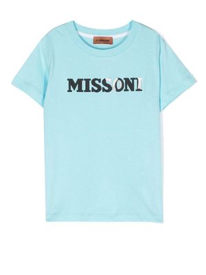 Missoni Kids logo-print short-sleeved T-shirt - Blue